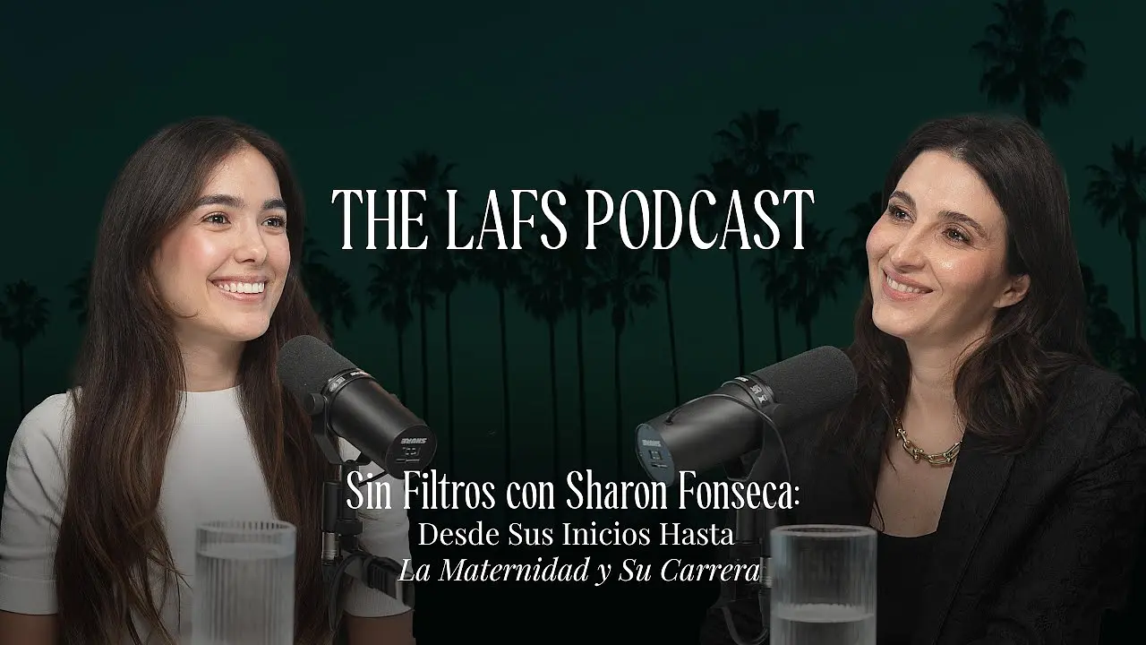 Sharon speaking into a microphone in the official LAFS episode artwork.