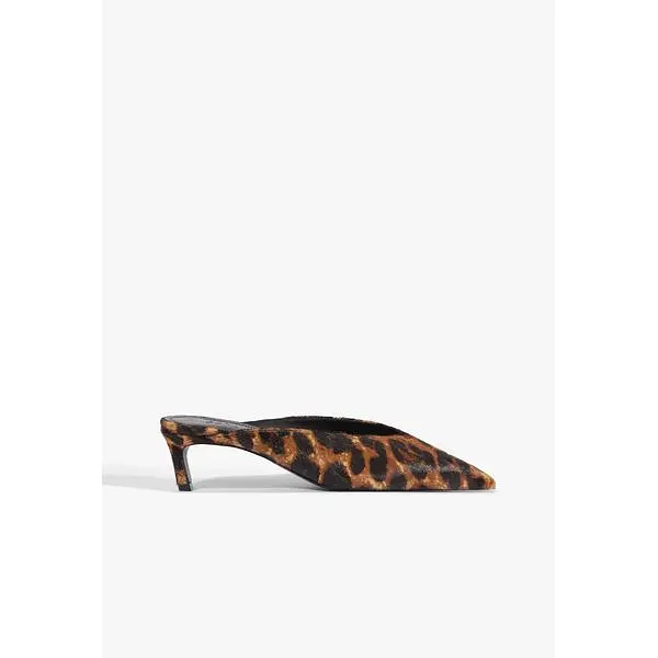 Schutz Loren leopard-print pump with an open back, pointed toe and low heel.