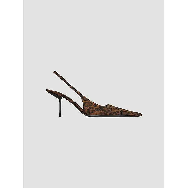 Saint Laurent leopard-print slingback pump with a pointed toe and slim heel.