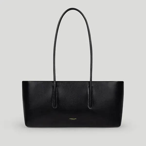 Borsa nera rettangolare DeMellier con due manici lunghi.